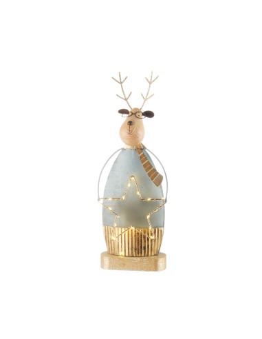 L'Oca Nera - RENNA GRANDE BLUESTONE CON LEDS cm 14x10x39 h SPLENDIDA FESTA / DA APPOGGIO