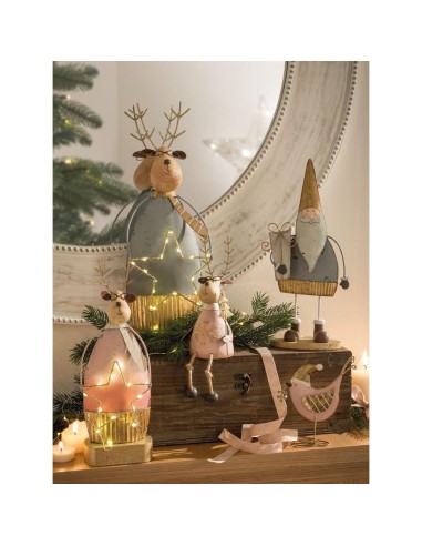 L'Oca Nera - RENNA GRANDE BLUESTONE CON LEDS cm 14x10x39 h SPLENDIDA FESTA / DA APPOGGIO