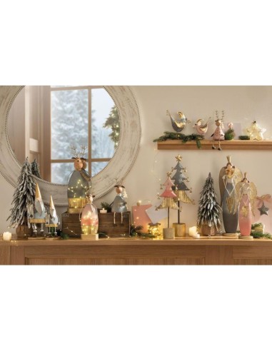 L'Oca Nera - RENNA GRANDE BLUESTONE CON LEDS cm 14x10x39 h SPLENDIDA FESTA / DA APPOGGIO