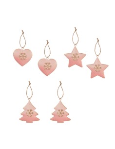 L'Oca Nera - PENDENTI ROSA - SET 6 PZ cm 6 h SPLENDIDA FESTA / DA APPENDERE