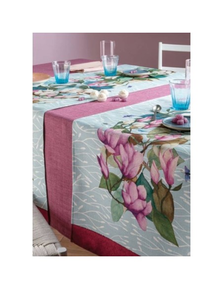 L'Oca Nera - Magnolia - Runner Antimacchia cm 155 x 50, 2 posti
