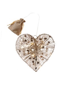 L'Oca Nera - CUORE PICCOLO CON 10 LEDS cm 25x25 PENSIERI SPLENDENTI