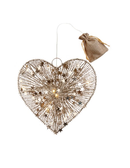 L'Oca Nera - CUORE GRANDE CON 10 LEDS cm 30x30 PENSIERI SPLENDENTI