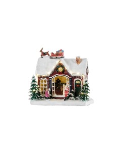 L'Oca Nera - CASA DI BABBO NATALE, CON SLITTA E RENNE SUL TETTO, LEDS cm 23x15x20,5h CASA DOLCE CASA