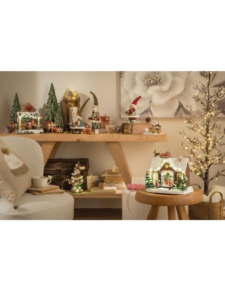 L'Oca Nera - CASA DI BABBO NATALE, CON SLITTA E RENNE SUL TETTO, LEDS cm 23x15x20,5h CASA DOLCE CASA