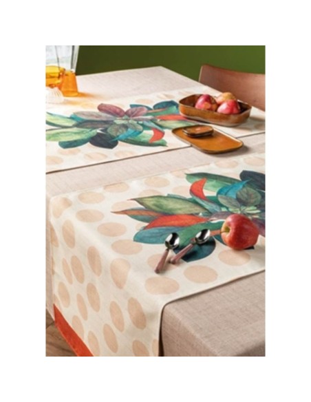L'Oca Nera - Flora Pois - Runner Antimacchia cm 155 x 50, 2 posti