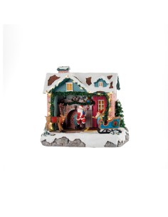 L'Oca Nera - CASA DI BABBO NATALE CON SLITTA , MOVIMENTO, MUSICA, LEDS cm 21x14x20 h CASA DOLCE CASA