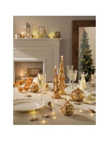 L'Oca Nera - CANDELA SFERA - SET 2 PEZZI Ø cm 8 CANDELE DI NATALE / ORO