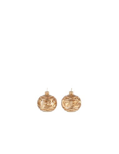 L'Oca Nera - CANDELA SFERA - SET 2 PEZZI Ø cm 8 CANDELE DI NATALE / ORO