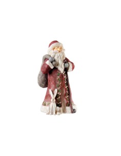 BENVENUTO NATALE! Babbo Natale con sacco e coniglio rosso dim. 16x16x30h