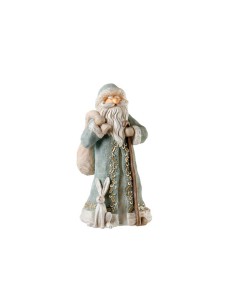 BENVENUTO NATALE! Babbo Natale con sacco e coniglio azzurro dim. 16x16x30h