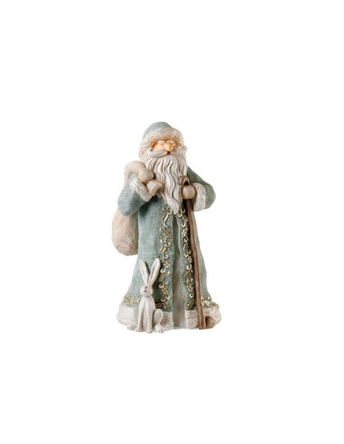 BENVENUTO NATALE! Babbo Natale con sacco e coniglio azzurro dim. 16x16x30h
