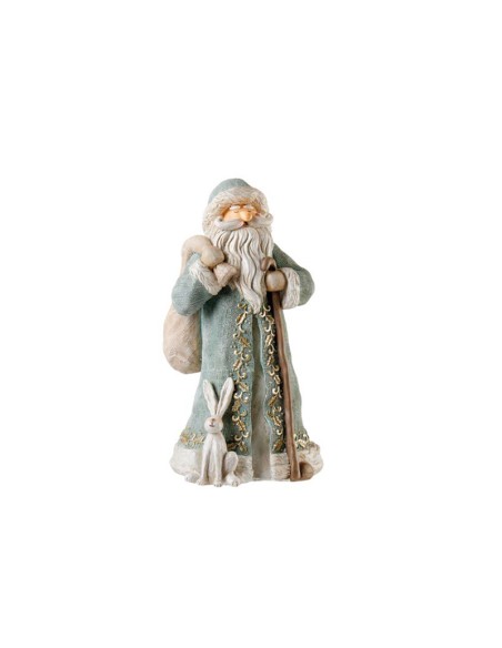 BENVENUTO NATALE! Babbo Natale con sacco e coniglio azzurro dim. 16x16x30h