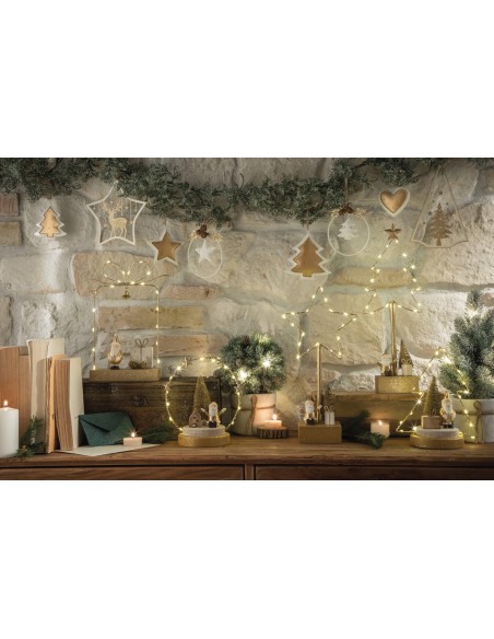 L'Oca Nera - Linea Fili Di Luce ''Babbo Natale Con Stella Luminosa'' 16x7x33h cm