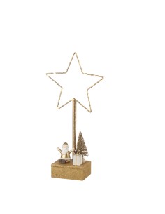 L'Oca Nera - Linea Fili Di Luce ''Babbo Natale Con Stella Luminosa'' 16x7x33h cm