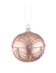 L'Oca Nera - Linea Preziosi Riflessi Rosa ''Palla Decorata Rosa 6'' ø8 cm