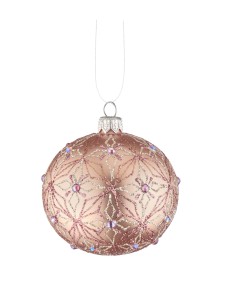 L'Oca Nera - Linea Preziosi Riflessi Rosa ''Palla Decorata Rosa 5'' ø8 cm