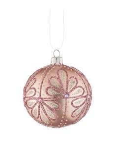 L'Oca Nera - Linea Preziosi Riflessi Rosa ''Palla Decorata Rosa 4'' ø8 cm