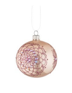 L'Oca Nera - Linea Preziosi Riflessi Rosa ''Palla Decorata Rosa 3'' ø8 cm