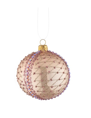 L'Oca Nera - Linea Preziosi Riflessi Rosa ''Palla Decorata Rosa 2'' ø8 cm