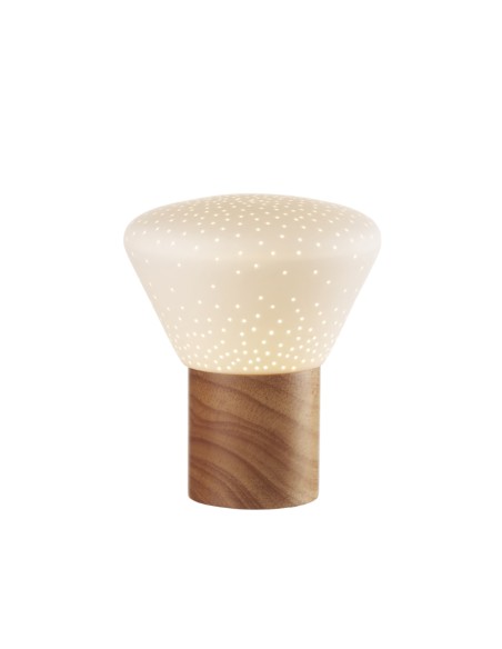 L'Oca Nera - Linea Candide Luci ''Lampada Base Legno'' ø18,5x22,5h cm
