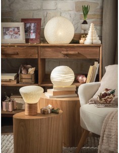 L'Oca Nera - Linea Candide Luci ''Lampada Base Legno'' ø18,5x22,5h cm 2
