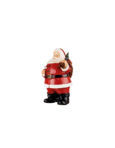 L'Oca Nera - Santa Claus Is Here ! Statuetta decorativa da appoggio Babbo Natale, dipinto a mano, dim.  9x10x15h cm