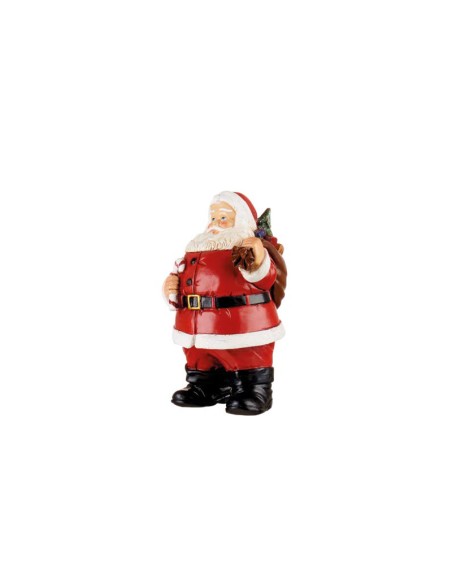 L'Oca Nera - Santa Claus Is Here ! Statuetta decorativa da appoggio Babbo Natale, dipinto a mano, dim.  9x10x15h cm
