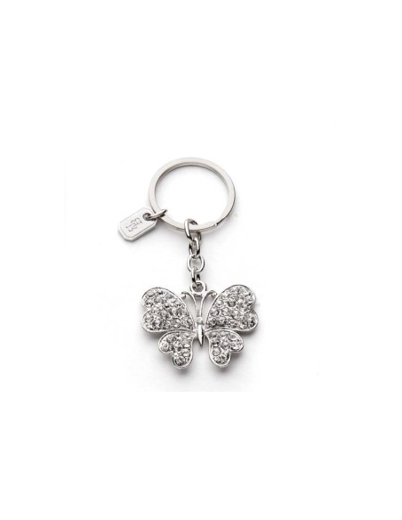 L'Oca Nera - Portami Con Te! Portachiavi in metallo argentato con pietre, a forma di Farfalla, dim. 9 cm