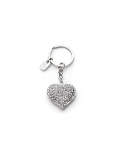 L'Oca Nera - Portami Con Te! Portachiavi in metallo argentato con pietre, a forma di Cuore, dim. 9 cm