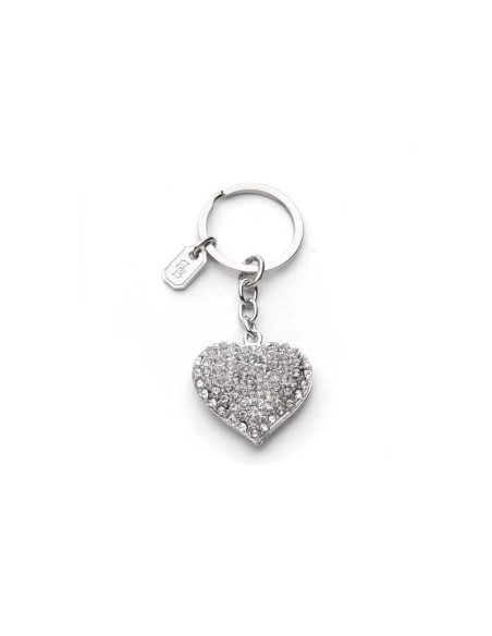 L'Oca Nera - Portami Con Te! Portachiavi in metallo argentato con pietre, a forma di Cuore, dim. 9 cm