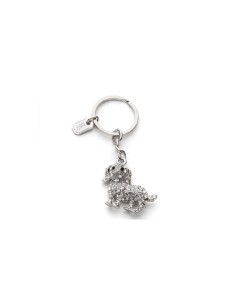 L'Oca Nera - Portami Con Te! Portachiavi in metallo argentato con pietre, a forma di Cane, dim. 9 cm