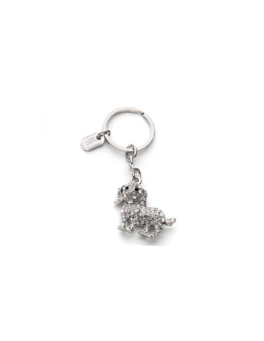 L'Oca Nera - Portami Con Te! Portachiavi in metallo argentato con pietre, a forma di Borsetta, dim. 9 cm