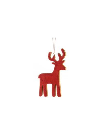 L'Oca Nera - Festa Splendente Decorazione da appendere a forma di Renna, di colore rosso dim. 10x16h cm