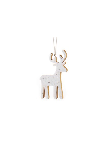 L'Oca Nera - Festa Splendente Decorazione da appendere a forma di Renna, di colore bianco dim. 10x16h cm