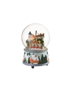 L'Oca Nera - Carillon Boule De Neige paesaggio di Natale con luci led, figure in movimento, diametro 12 x 17,5 h cm