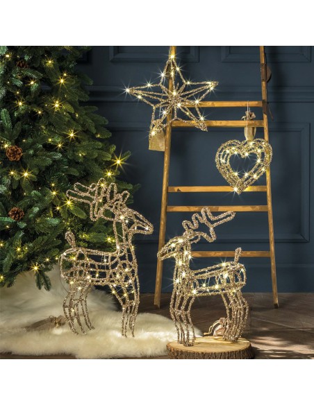 L'Oca Nera - Brillano I Sogni ! Decorazione da appendere con luce a led a forma di Cuore, dim.  28x24h cm
