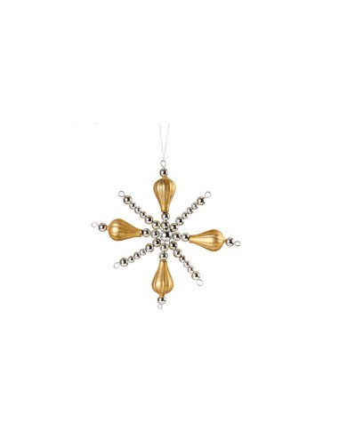 L'Oca Nera - Stelle Di Gioia! Decorazione natalizia da appendere a forma di stella di color Oro, dim. 15x15h cm