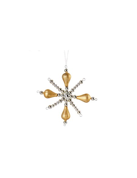 L'Oca Nera - Stelle Di Gioia! Decorazione natalizia da appendere a forma di stella di color Oro, dim. 15x15h cm