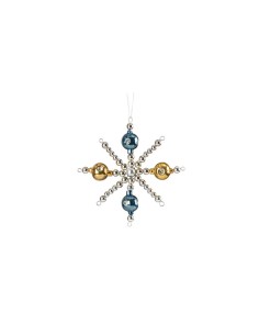 L'Oca Nera - Stelle Di Gioia! Decorazione natalizia da appendere a forma di stella di color Oro e Azzurro, dim. 15x15h cm
