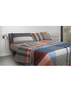 Daunex - Completo Lenzuola Tinto In Filo 160x290 90x200 52x82 (piazza singola) disegno Liverpool variante Arancio
