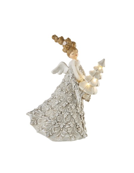 L'Oca Nera - Angeli Dell'Allegria Angelo Con Albero Led 21X16X28H