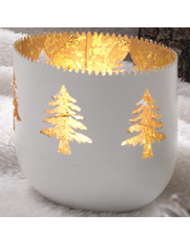 Bicchiere portacandela con alberi - cm 8 x 8 h