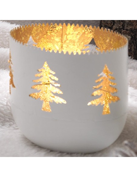 Bicchiere portacandela con alberi - cm 8 x 8 h