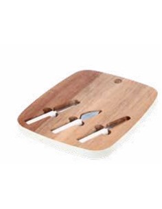 La Porcellana Bianca·tagliere Formaggi C/coltelli Libeccio 35,6x27,9x2,5 Cm in Legno Smaltato