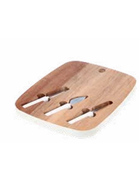 La Porcellana Bianca·tagliere Formaggi C/coltelli Libeccio 35,6x27,9x2,5 Cm in Legno Smaltato
