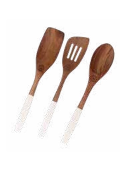 La Porcellana Bianca·set 3 Utensili Libeccio 30,5x6x1,5 Cm in Legno Smaltato