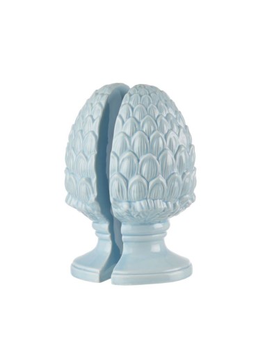 L'Oca Nera - Fermalibri Pigna Azzurro - Set 2 pz cm 13x7,5x21h