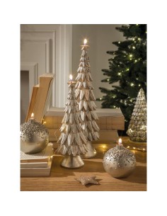 L'Oca Nera - CANDELA SFERA - SET 2 PEZZI Ø cm 7,5 CANDELE DI NATALE / ARGENTO 2