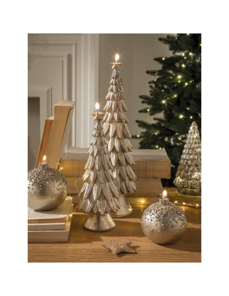 L'Oca Nera - CANDELA SFERA - SET 2 PEZZI Ø cm 7,5 CANDELE DI NATALE / ARGENTO